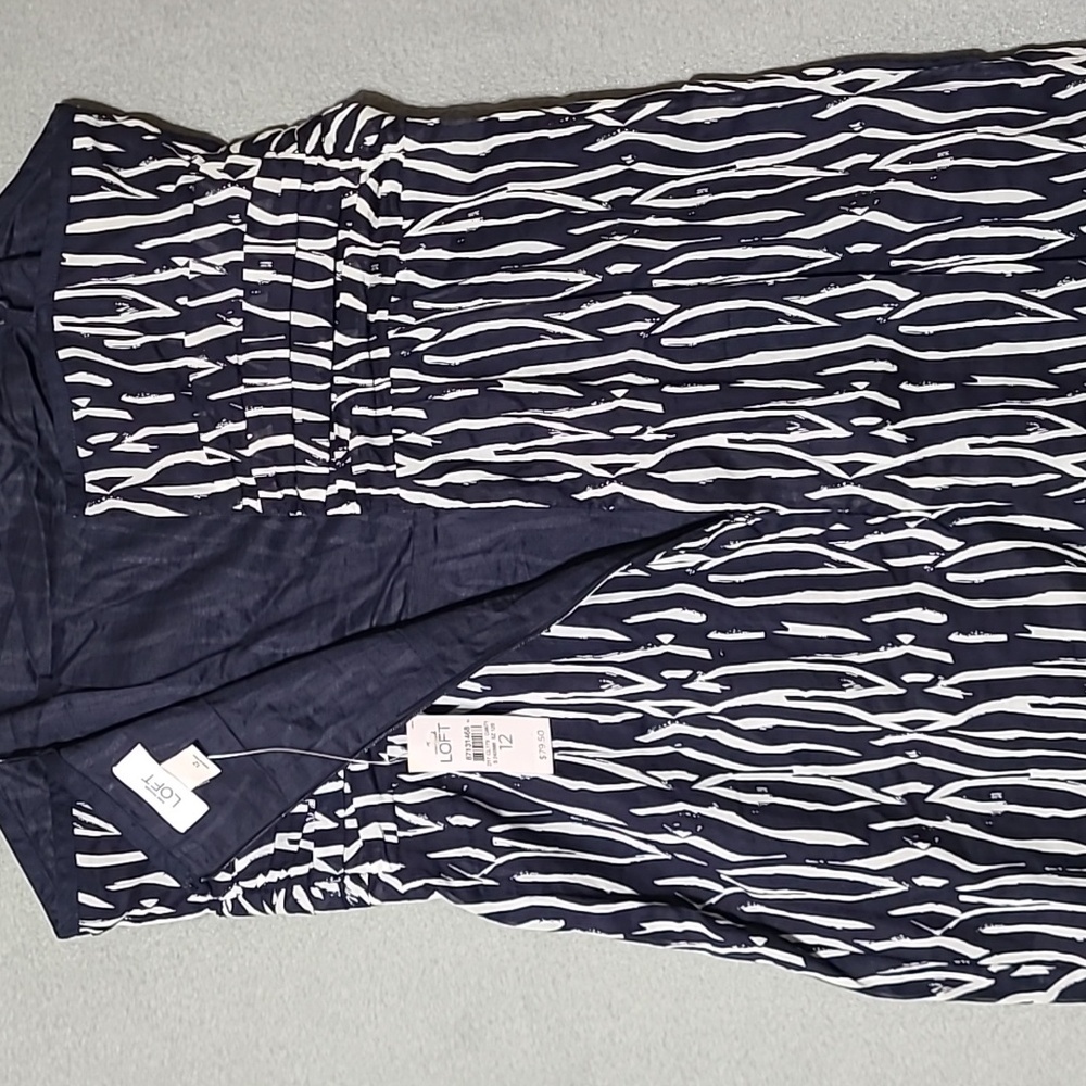 LOFT Women's Elegant Blue and White Strappy Lined Dress - Size‎ 12 NEW WITH TAGS - Picture 10 of 13
